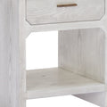 White Wood Block End Table with Drawer and Shelf - 20-inch