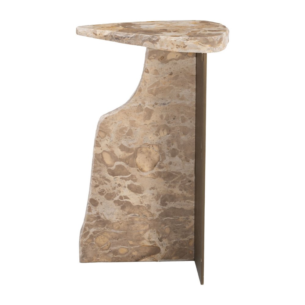 Beige and Bronze Marble and Iron Free Form End Table - 24-inch