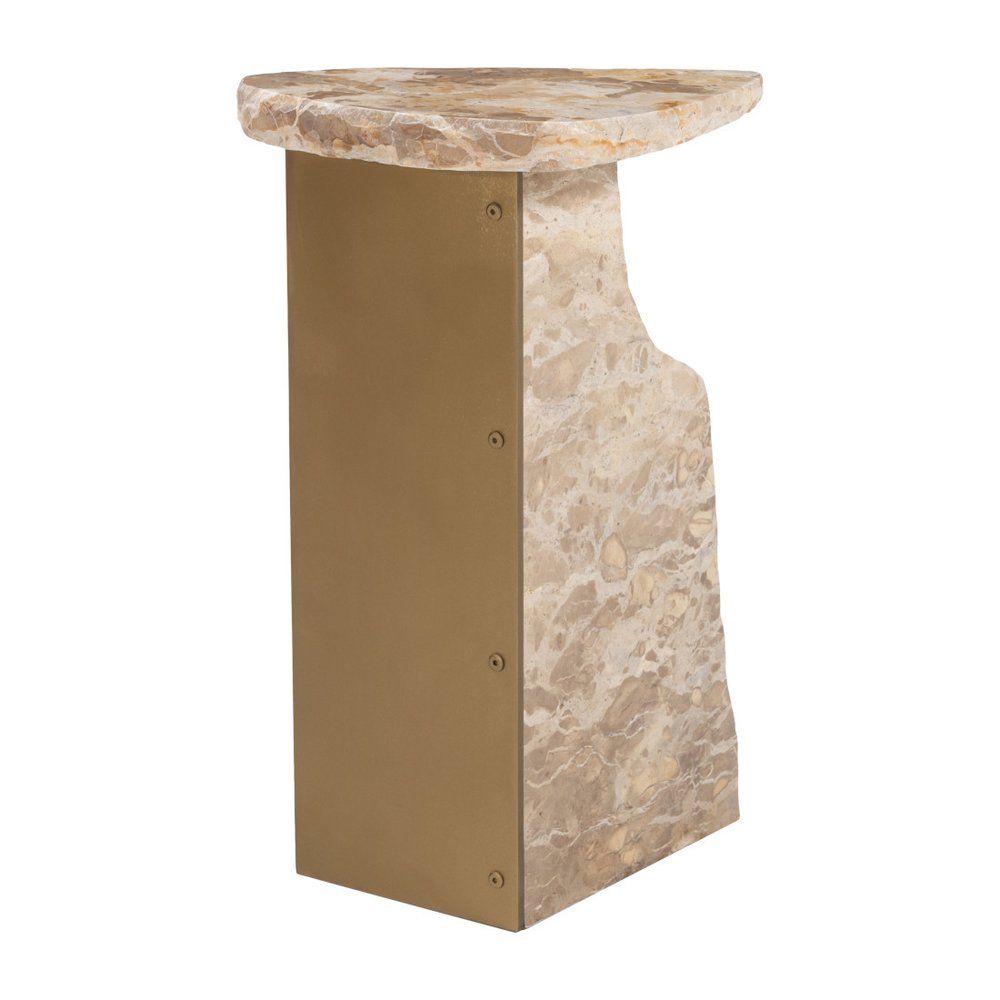 Beige and Bronze Marble and Iron Free Form End Table - 24-inch