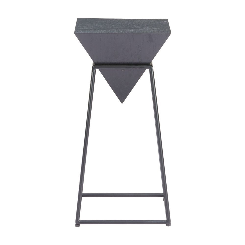 Black Wood and Steel Free Form Pedestal End Table - 25-inch
