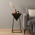 Black Wood and Steel Free Form Pedestal End Table - 25-inch