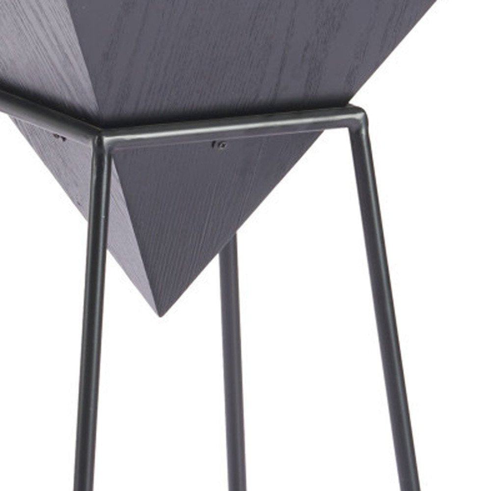 Black Wood and Steel Free Form Pedestal End Table - 25-inch