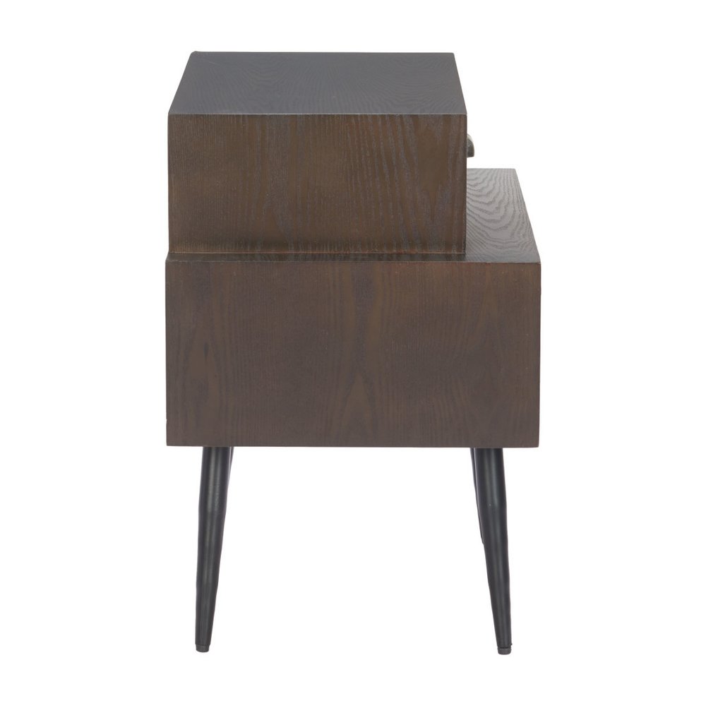 Brown Wood Free Form Pedestal End Table with Two Drawers - 24-inch
