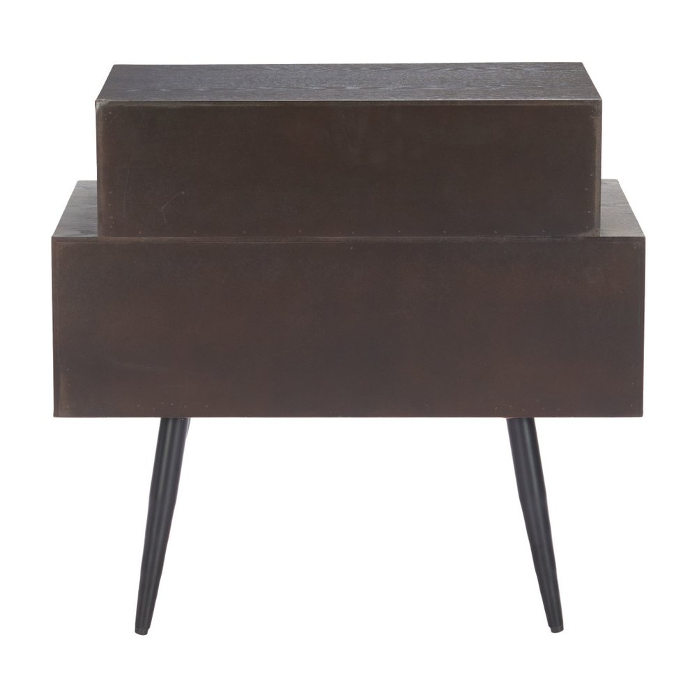 Brown Wood Free Form Pedestal End Table with Two Drawers - 24-inch