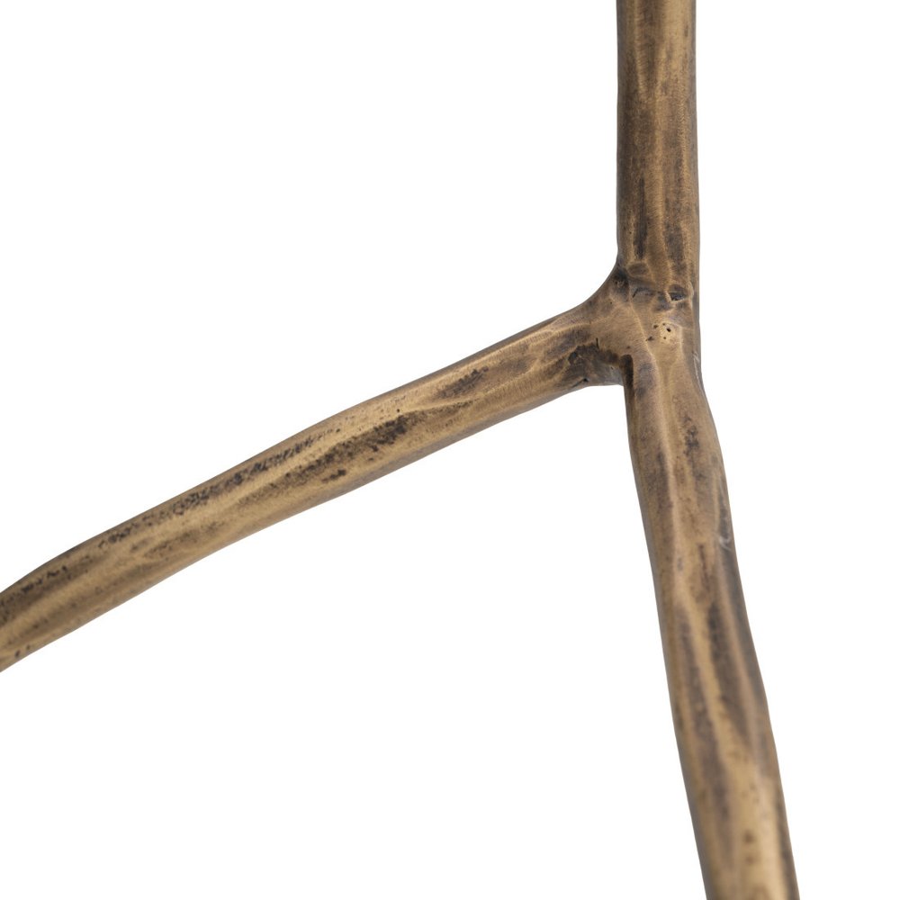 Black Brown White and Gold Terrazzo and Iron Free Form Pedestal End Table