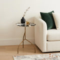 Black Brown White and Gold Terrazzo and Iron Free Form Pedestal End Table