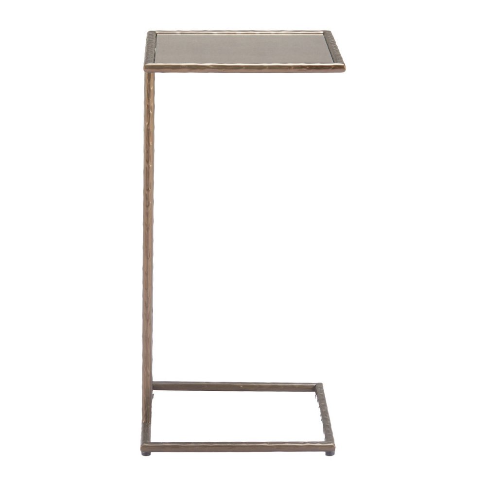 Bronze Mirrored Glass and Steel Free Form Pedestal End Table - 25-inch