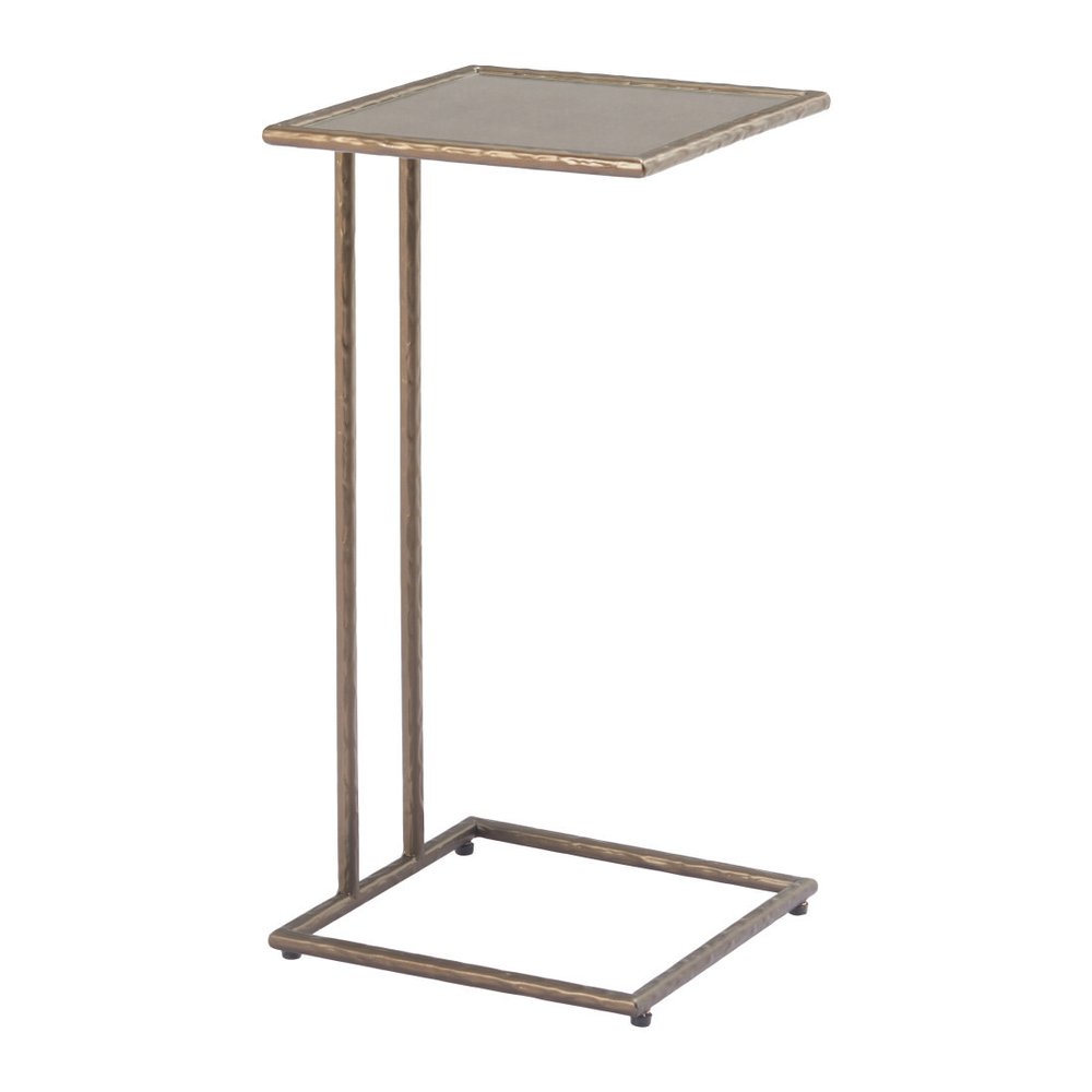 Bronze Mirrored Glass and Steel Free Form Pedestal End Table - 25-inch