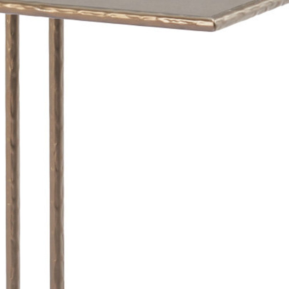 Bronze Mirrored Glass and Steel Free Form Pedestal End Table - 25-inch