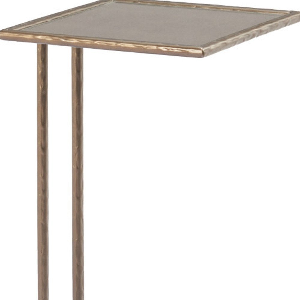 Bronze Mirrored Glass and Steel Free Form Pedestal End Table - 25-inch