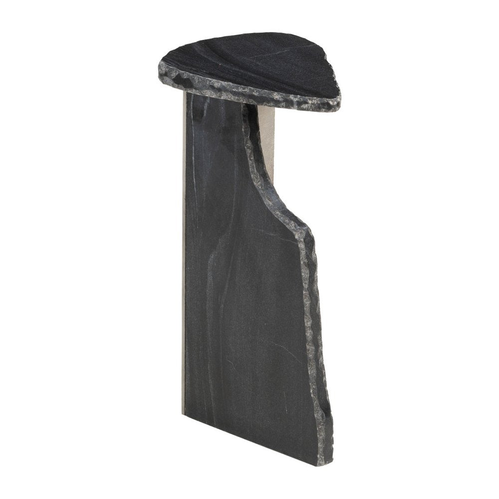 Black Marble and Iron Free Form Pedestal End Table - 24-inch