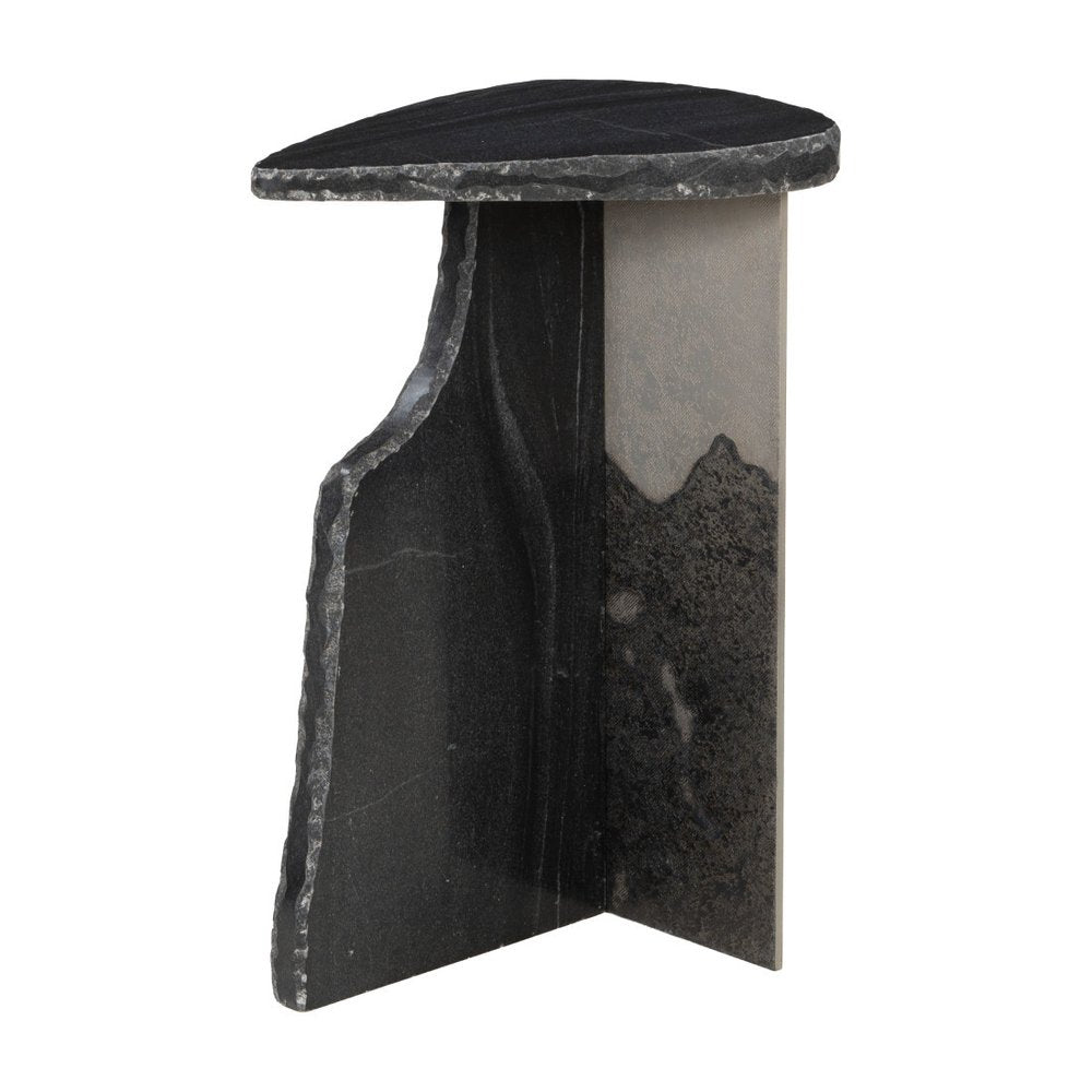 Black Marble and Iron Free Form Pedestal End Table - 24-inch