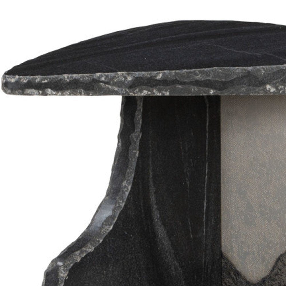 Black Marble and Iron Free Form Pedestal End Table - 24-inch