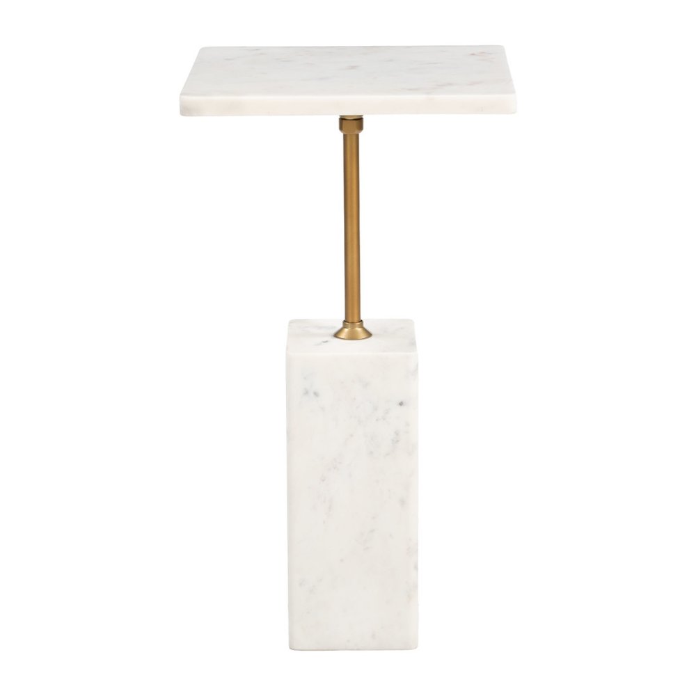 White Marble Free Form Pedestal End Table - 22-inch