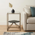 Brass Glass Iron and Marble Free Form Pedestal End Table - 24-inch