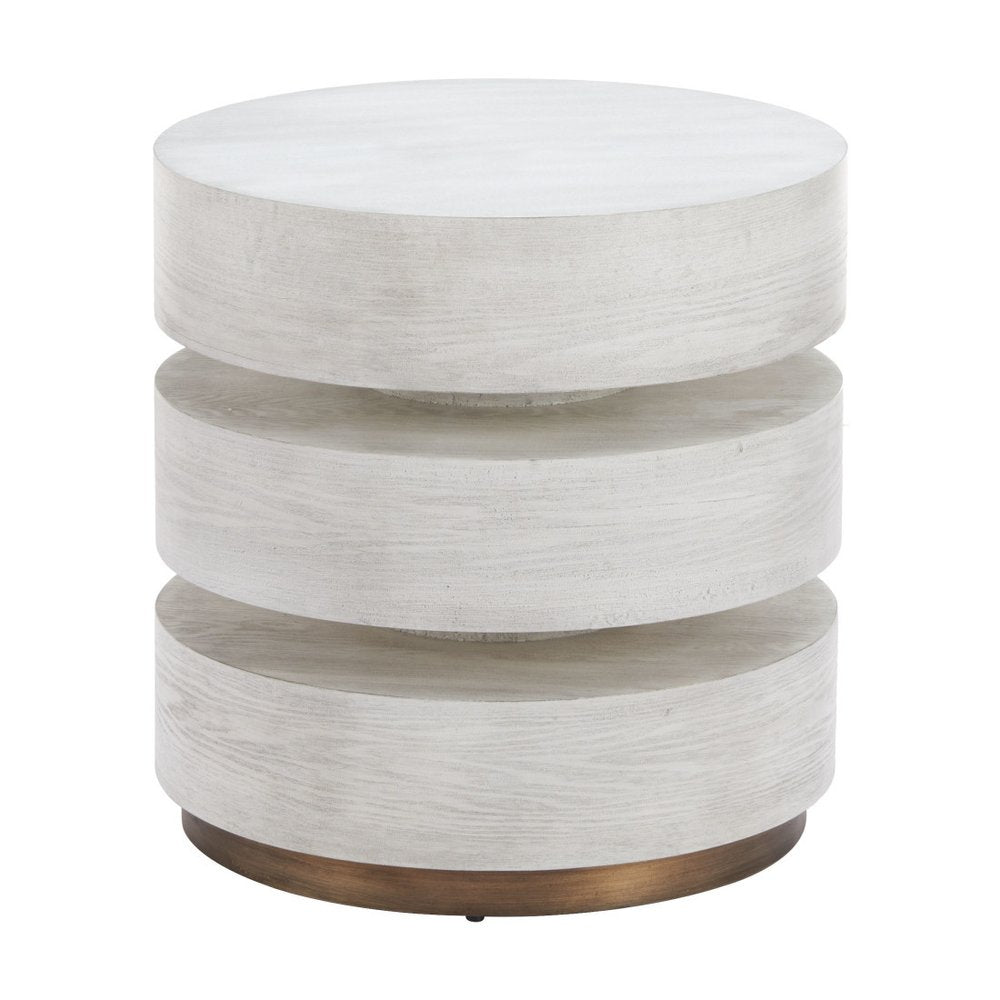 White Wood Free Form Pedestal End Table - 22-inch