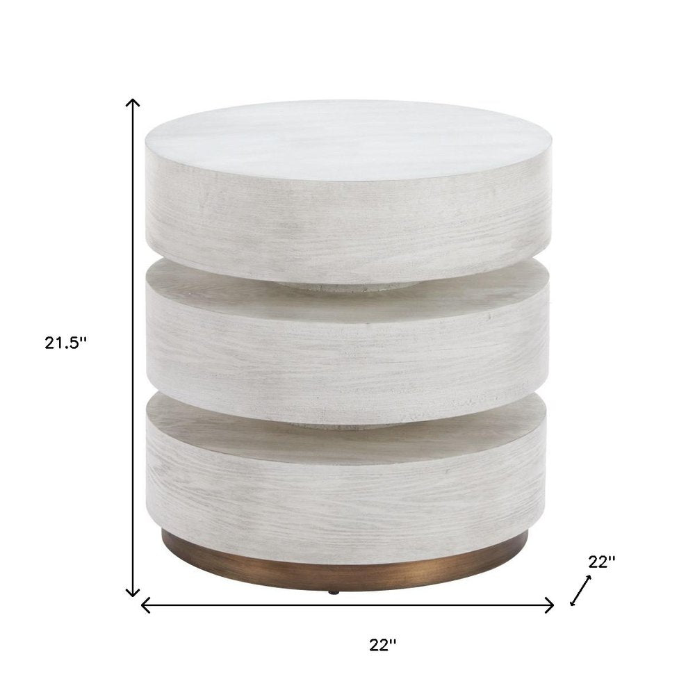 White Wood Free Form Pedestal End Table - 22-inch
