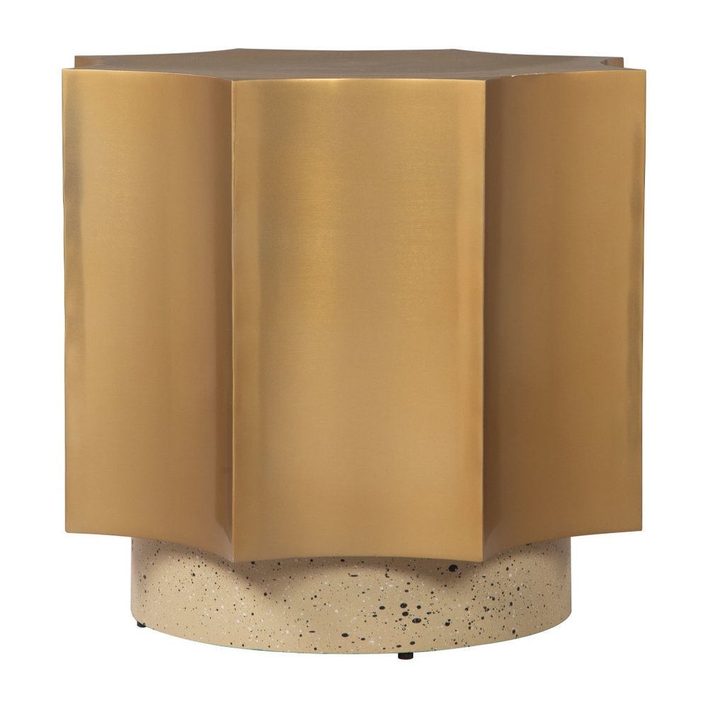Beige Iron Free Form Pedestal End Table - 20-inch