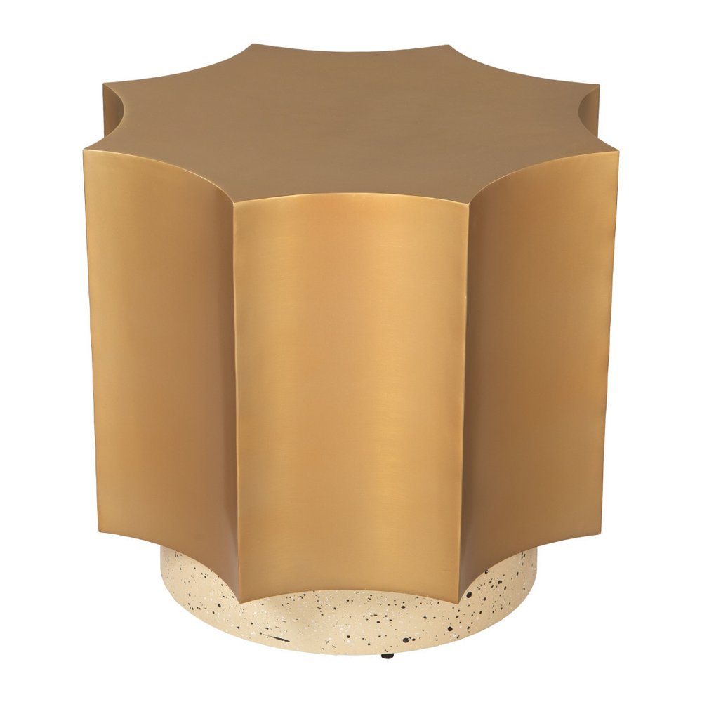 Beige Iron Free Form Pedestal End Table - 20-inch