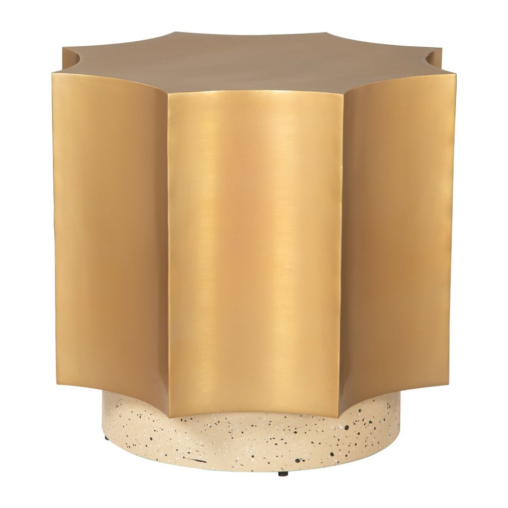 Beige Iron Free Form Pedestal End Table - 20-inch