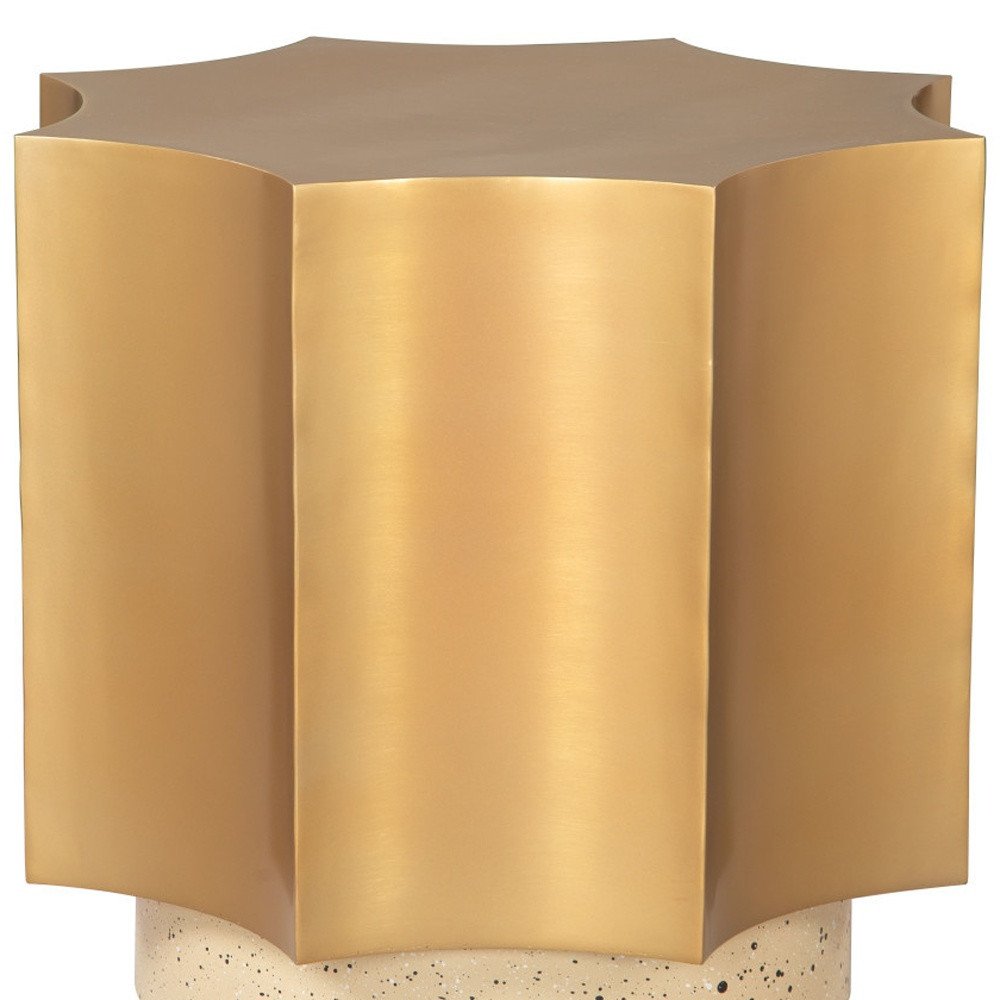 Beige Iron Free Form Pedestal End Table - 20-inch