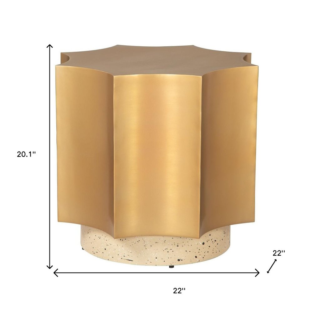 Beige Iron Free Form Pedestal End Table - 20-inch