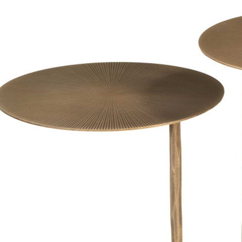 Brass and White Marble and Iron Circular Pedestal End Table - 25-inch