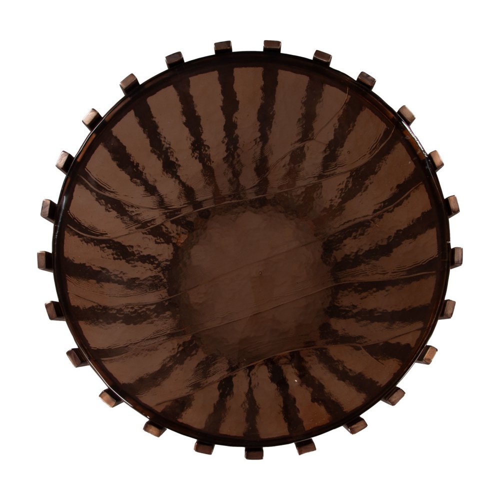 Black and Bronze Glass and Iron Circular Drum End Table - 22-inch