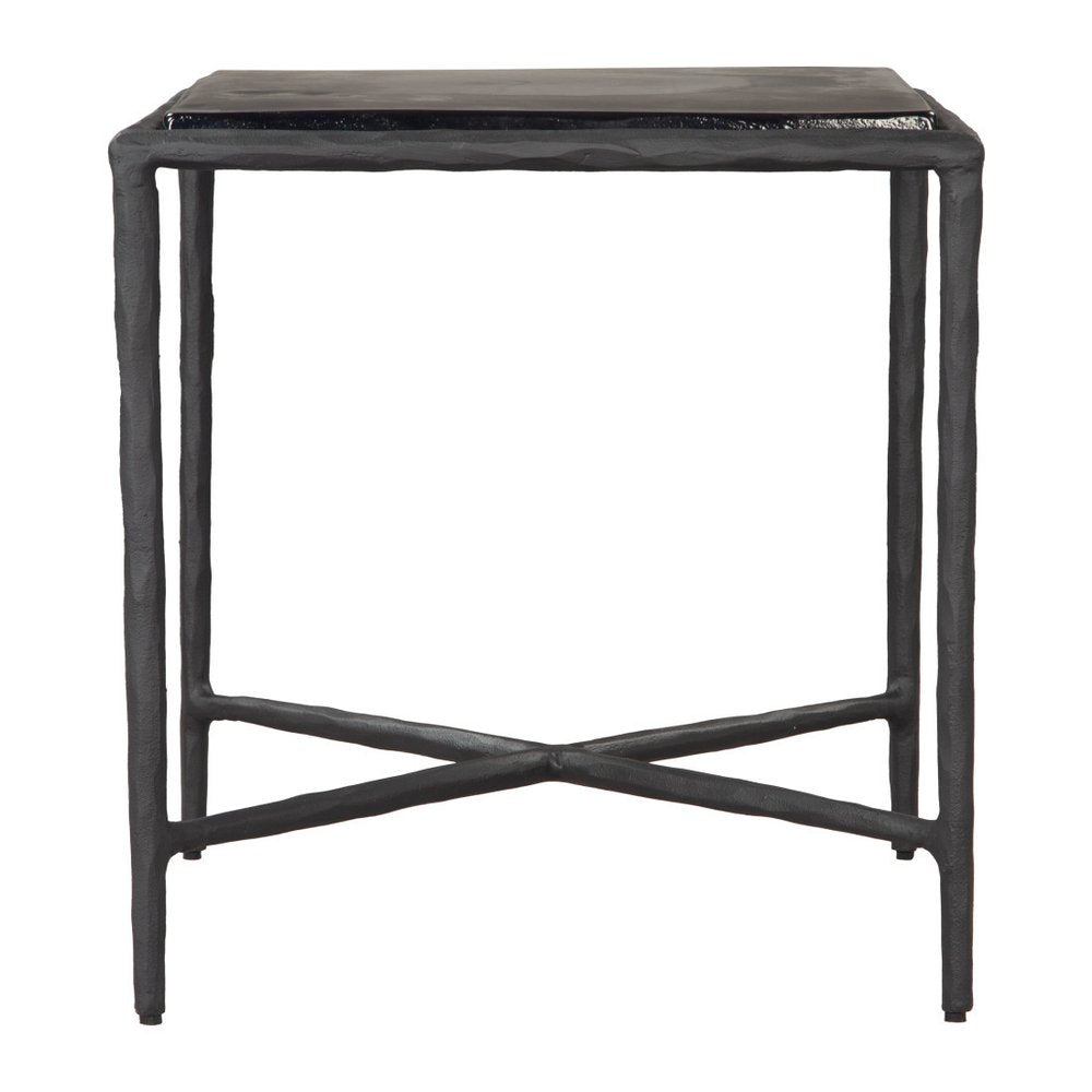 Black Aluminum Free Form Pedestal End Table - 22-inch