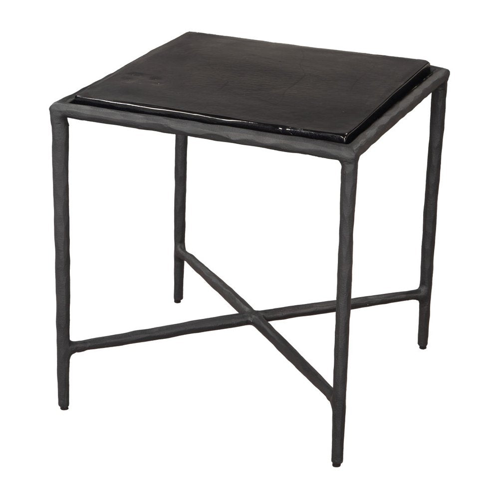 Black Aluminum Free Form Pedestal End Table - 22-inch
