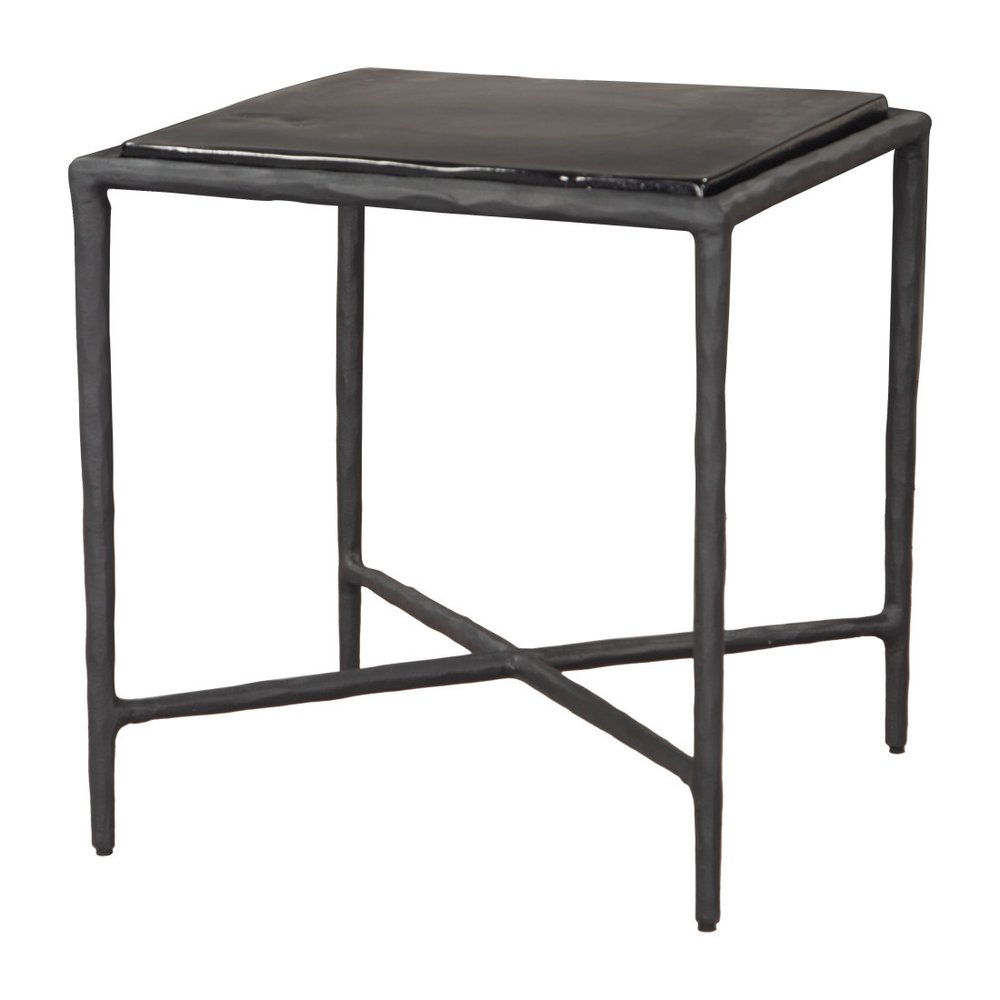 Black Aluminum Free Form Pedestal End Table - 22-inch