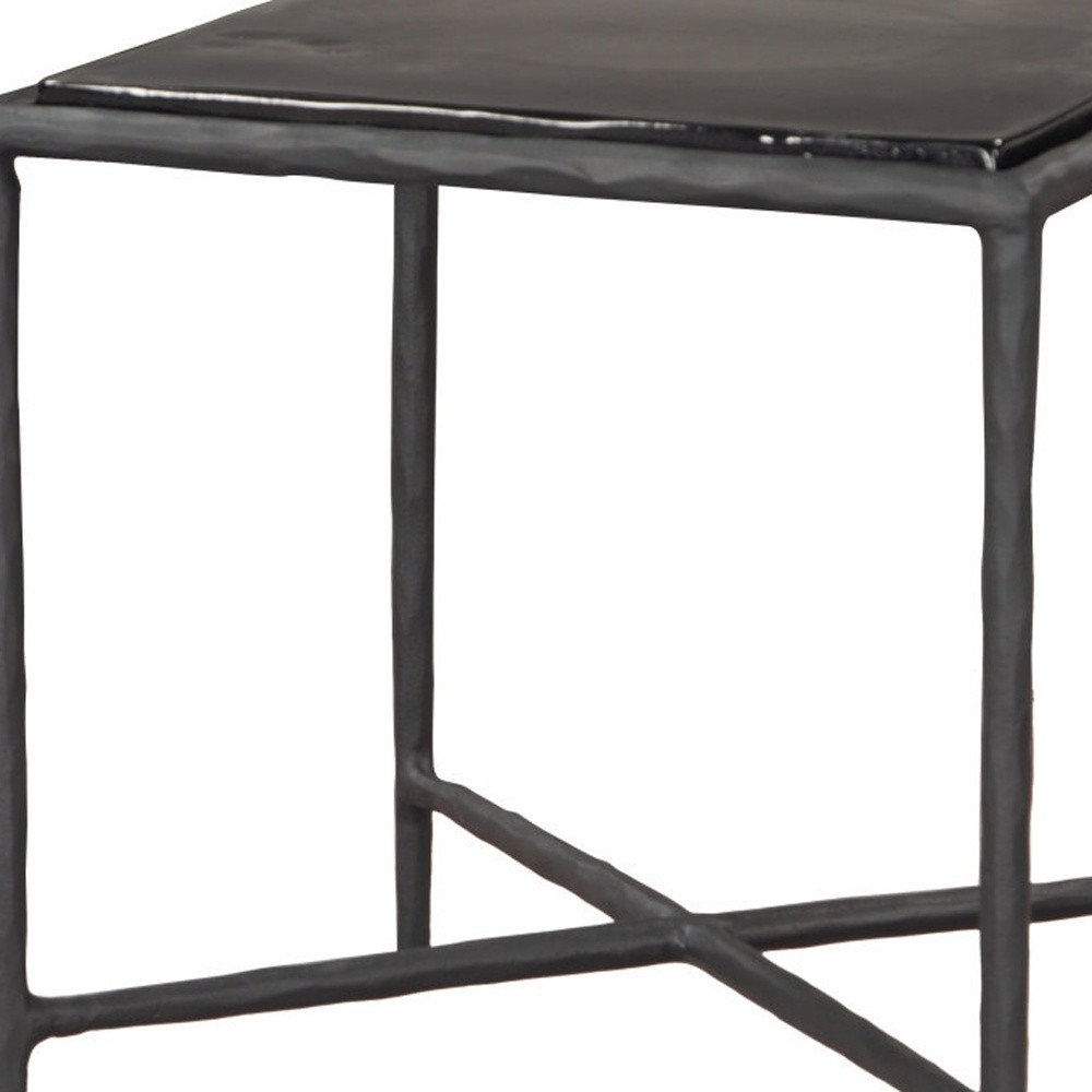 Black Aluminum Free Form Pedestal End Table - 22-inch