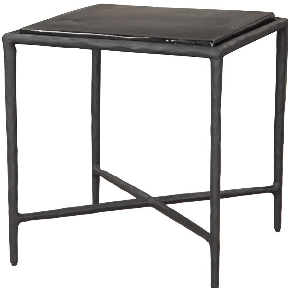 Black Aluminum Free Form Pedestal End Table - 22-inch