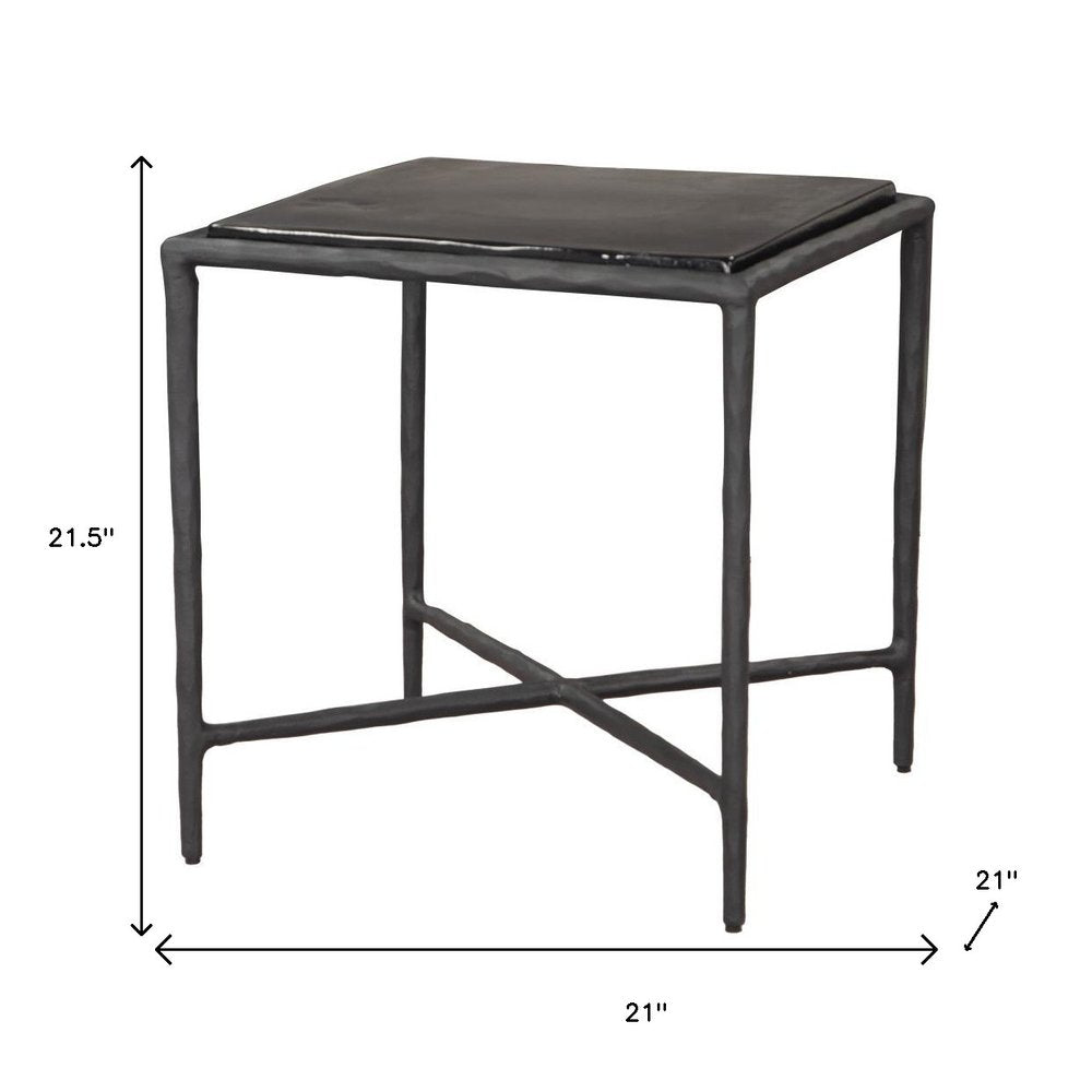 Black Aluminum Free Form Pedestal End Table - 22-inch