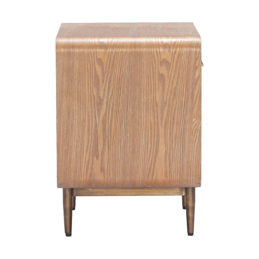 Brown Wood Free Form Pedestal End Table with Drawer - 20-inch