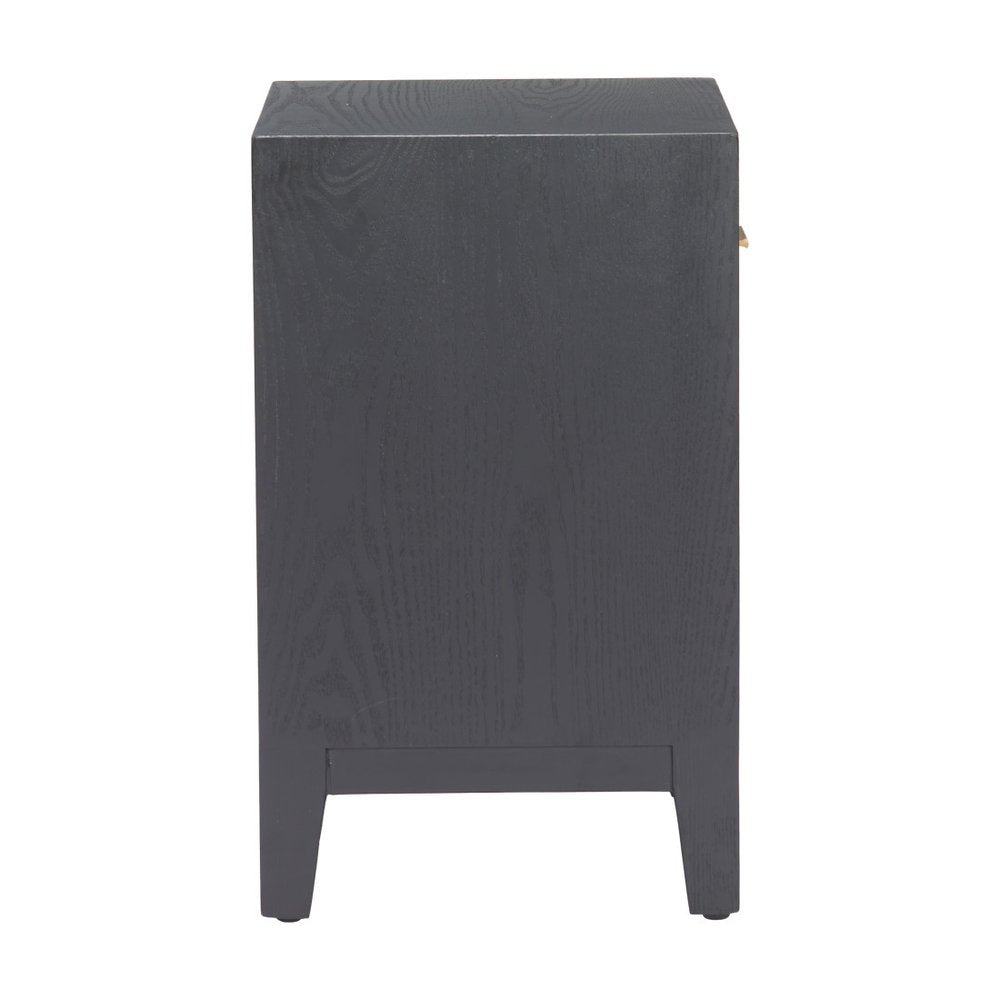 Gray Black and Natural Solid Wood End Table with Drawer and Shelf