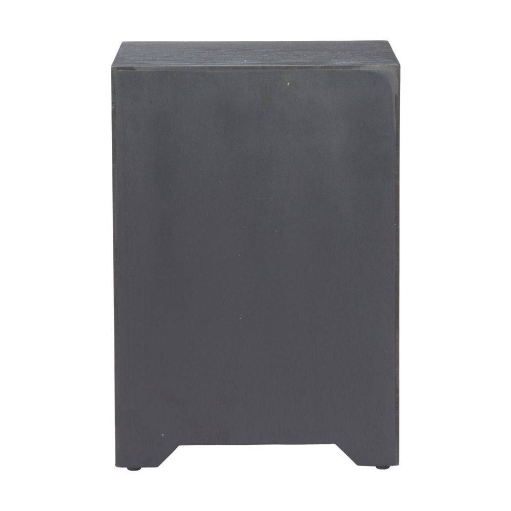 Gray Black and Natural Solid Wood End Table with Drawer and Shelf