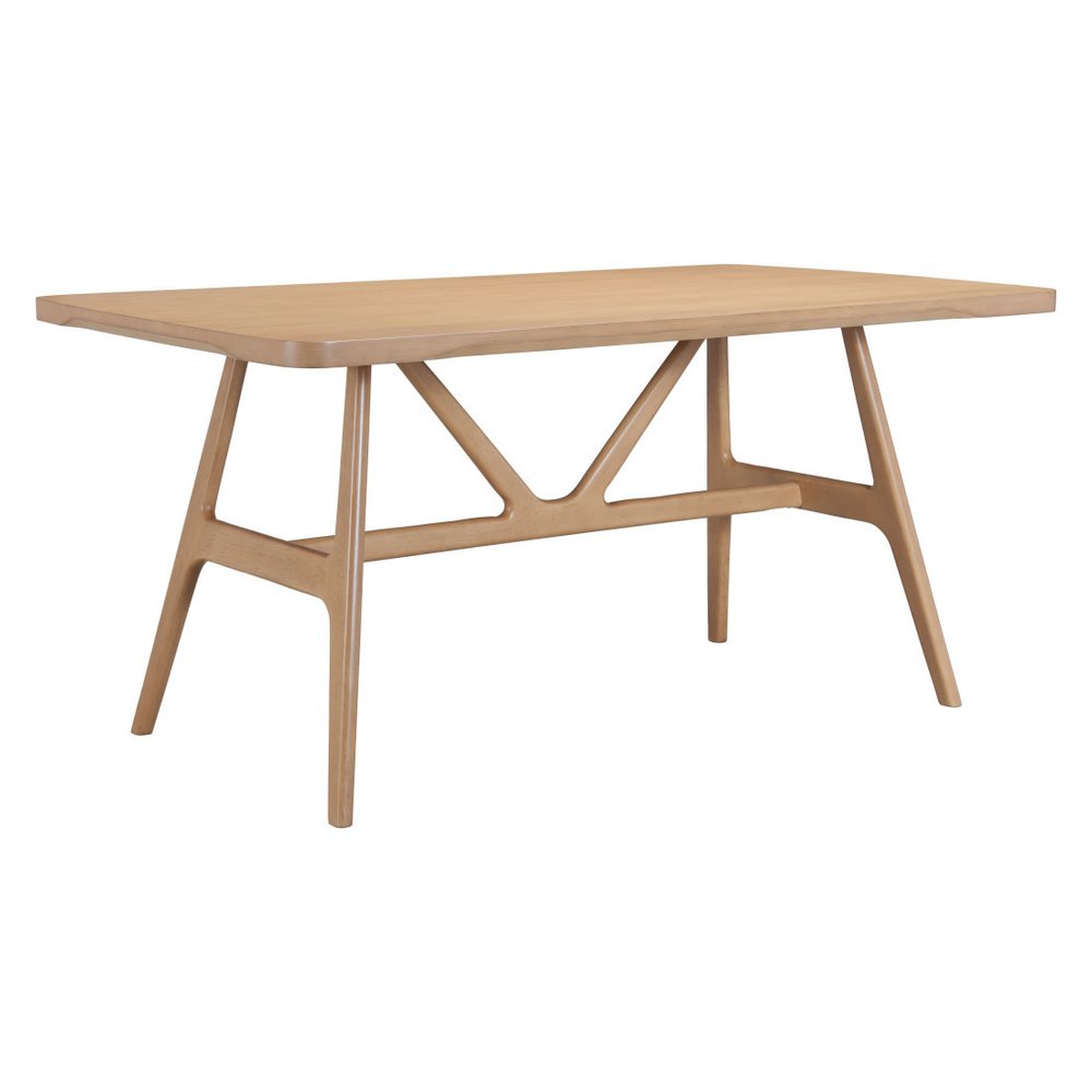 Natural Solid Wood Trestle Base Dining Table - 63-inch