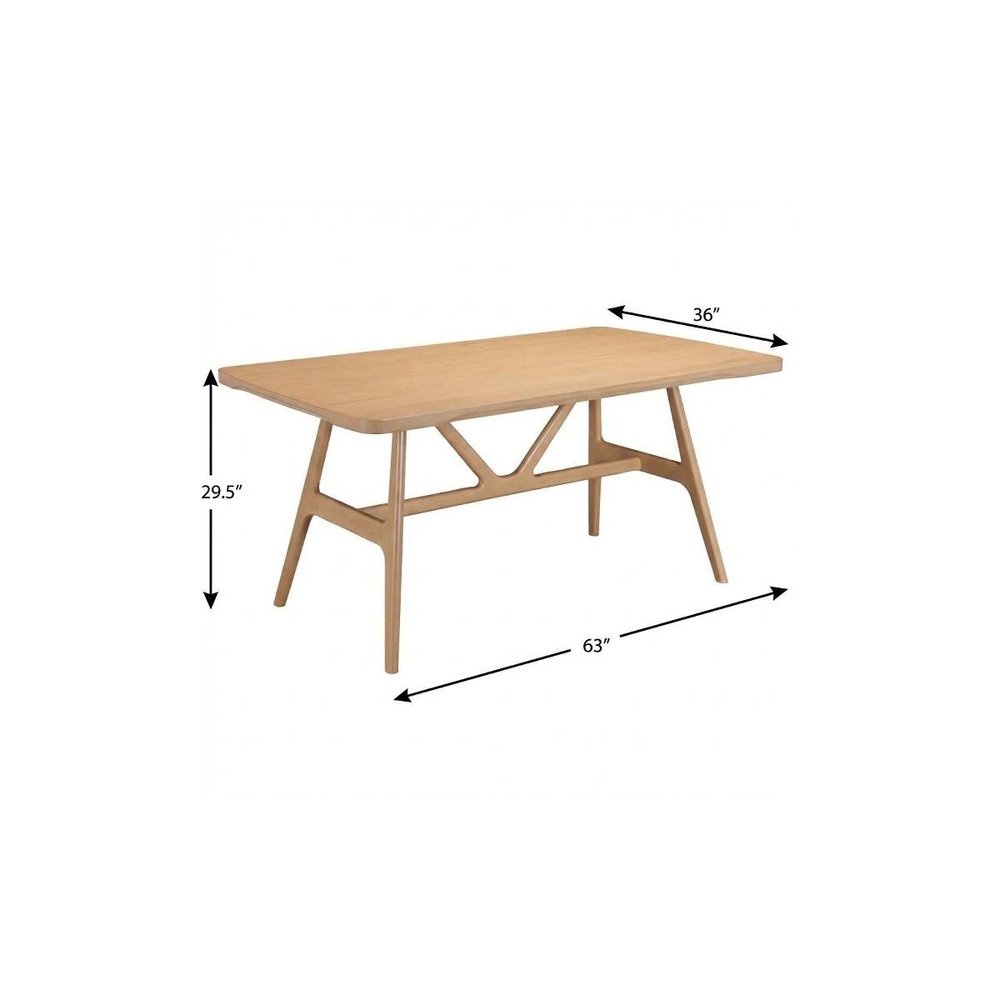 Natural Solid Wood Trestle Base Dining Table - 63-inch