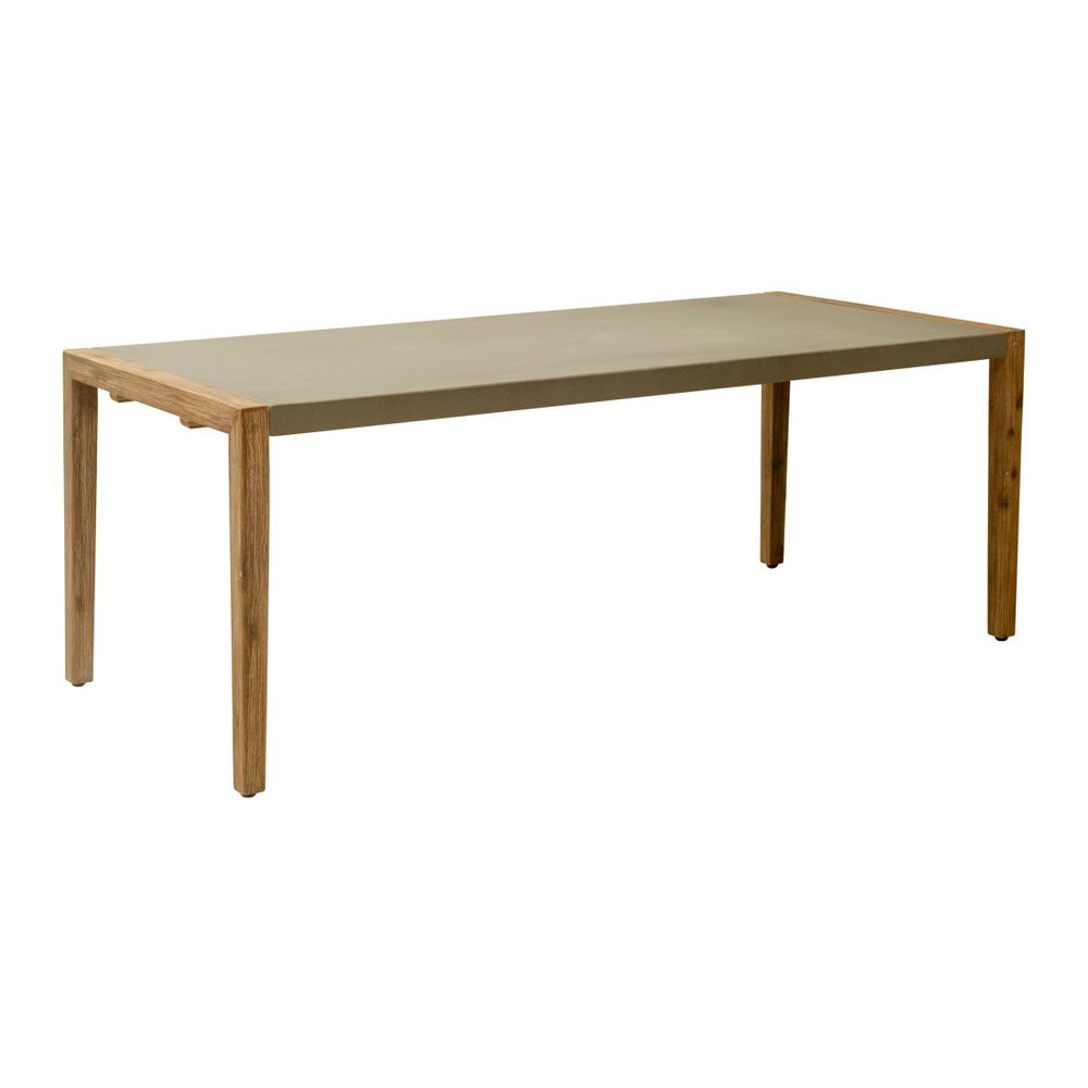 Gray and Natural Faux Concrete and Solid Wood Dining Table - 79-inch