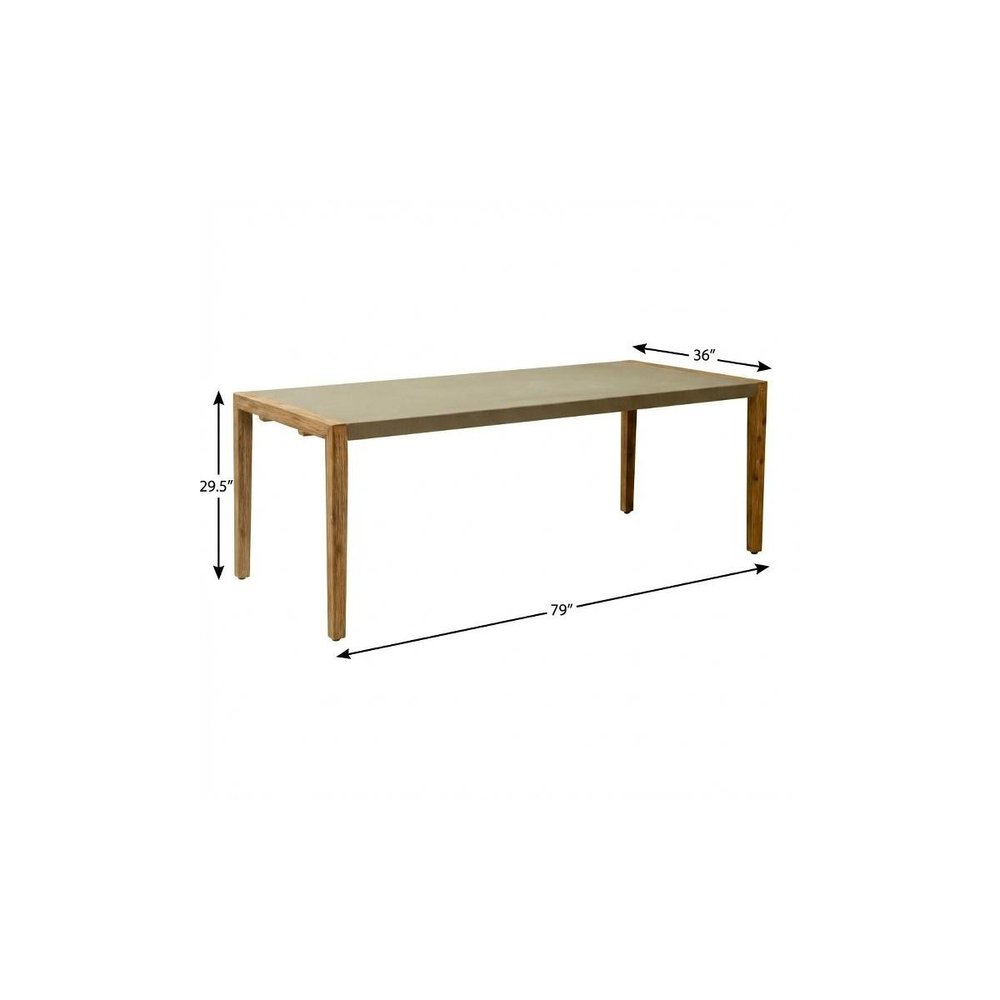 Gray and Natural Faux Concrete and Solid Wood Dining Table - 79-inch