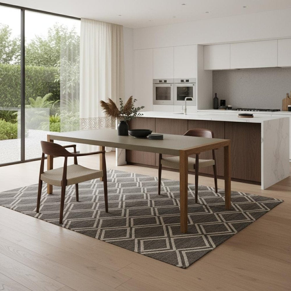 Gray and Natural Faux Concrete and Solid Wood Dining Table - 79-inch