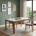 White and Natural Faux Marble and Solid Wood Dining Table - 63-inch
