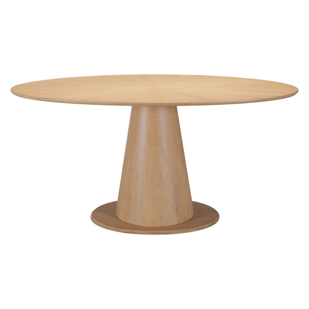 Natural Solid Wood Pedestal Base Oval Dining Table - 71-inch