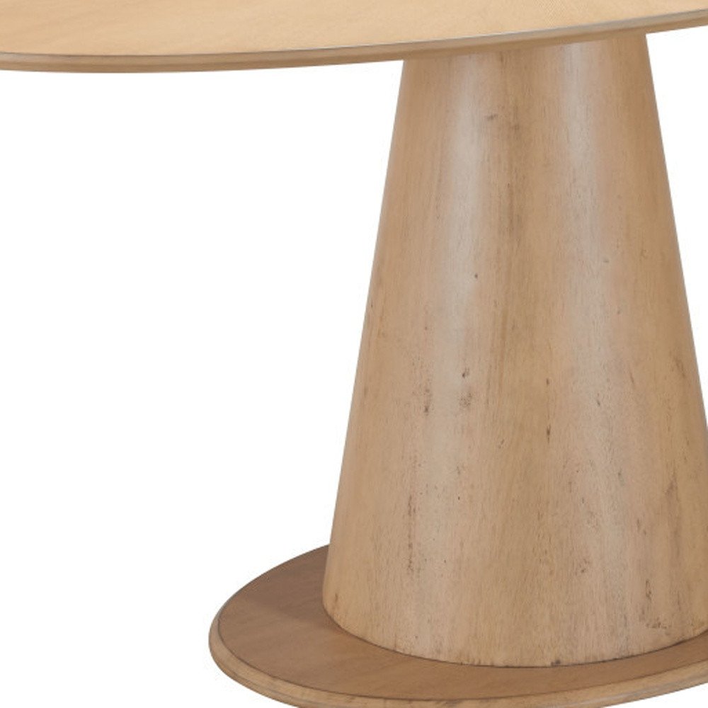 Natural Solid Wood Pedestal Base Oval Dining Table - 71-inch