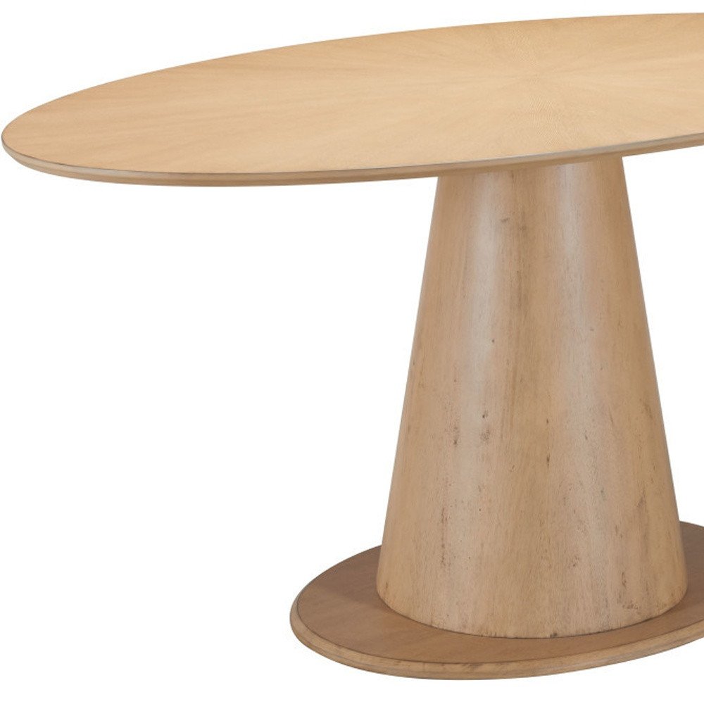 Natural Solid Wood Pedestal Base Oval Dining Table - 71-inch