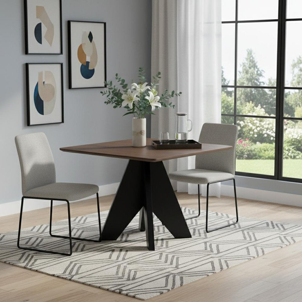Espresso Wood Pedestal Base Square Dining Table - 41-inch