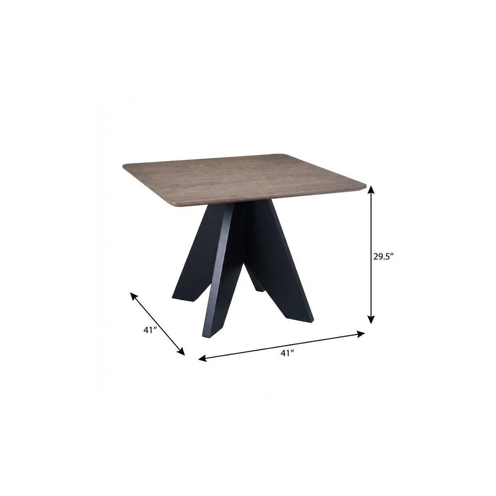 Espresso Wood Pedestal Base Square Dining Table - 41-inch