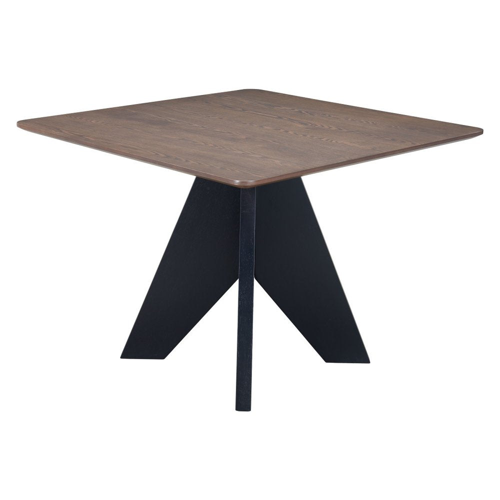 Espresso Wood Pedestal Base Square Dining Table - 41-inch