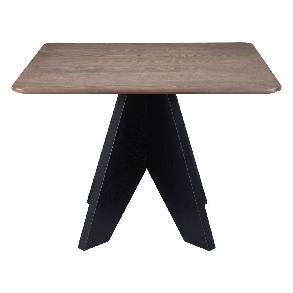 Espresso Wood Pedestal Base Square Dining Table - 41-inch